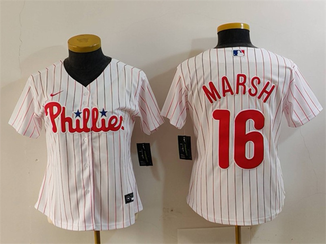 Women's Philadelphia Phillies #16 Brandon Marsh White Stitched Baseball Jersey(Run Small)